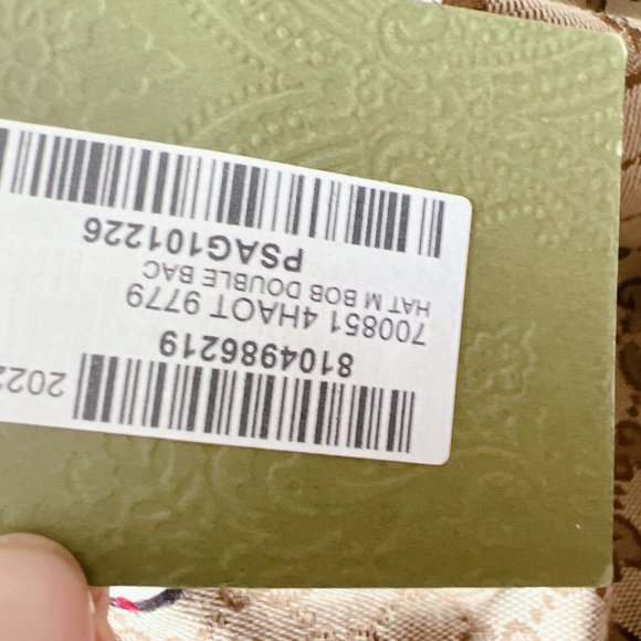 New Gucci Reversible GG Supreme Horsebit Bucket Hat Beige Canvas/ Wool Size XS - Picture 10 of 12